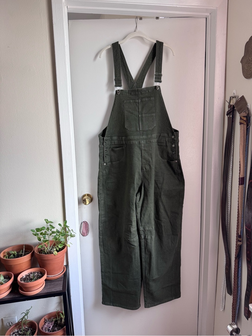 Women's Olive Green Utility Barrel Overalls